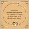 To a Future Database Administrator Gifts, Turns dreams into reality, Graduation Gifts for New Database Administrator, Christmas Inspirational Sunflower Bracelet For Men, Women