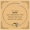 To a Future Dentist Gifts, Turns dreams into reality, Graduation Gifts for New Dentist, Christmas Inspirational Sunflower Bracelet For Men, Women