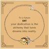 To a Future EMT Gifts, Turns dreams into reality, Graduation Gifts for New EMT, Christmas Inspirational Sunflower Bracelet For Men, Women