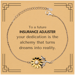 To a Future Insurance Adjuster Gifts, Turns dreams into reality, Graduation Gifts for New Insurance Adjuster, Christmas Inspirational Sunflower Bracelet For Men, Women