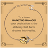 To a Future Marketing Manager Gifts, Turns dreams into reality, Graduation Gifts for New Marketing Manager, Christmas Inspirational Sunflower Bracelet For Men, Women