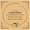 To a Future Nuclear Scientist Gifts, Turns dreams into reality, Graduation Gifts for New Nuclear Scientist, Christmas Inspirational Sunflower Bracelet For Men, Women