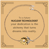To a Future Nuclear Technologist Gifts, Turns dreams into reality, Graduation Gifts for New Nuclear Technologist, Christmas Inspirational Sunflower Bracelet For Men, Women