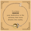To a Future Observer Gifts, Turns dreams into reality, Graduation Gifts for New Observer, Christmas Inspirational Sunflower Bracelet For Men, Women