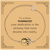 To a Future Pharmacist Gifts, Turns dreams into reality, Graduation Gifts for New Pharmacist, Christmas Inspirational Sunflower Bracelet For Men, Women