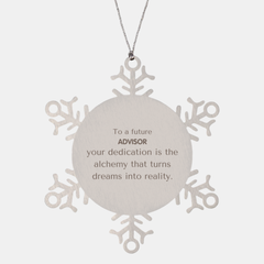 To a Future Advisor Gifts, Turns dreams into reality, Graduation Gifts for New Advisor, Christmas Inspirational Snowflake Ornament For Men, Women