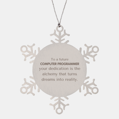 To a Future Computer Programmer Gifts, Turns dreams into reality, Graduation Gifts for New Computer Programmer, Christmas Inspirational Snowflake Ornament For Men, Women
