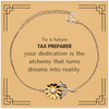 To a Future Tax Preparer Gifts, Turns dreams into reality, Graduation Gifts for New Tax Preparer, Christmas Inspirational Sunflower Bracelet For Men, Women