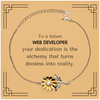 To a Future Web Developer Gifts, Turns dreams into reality, Graduation Gifts for New Web Developer, Christmas Inspirational Sunflower Bracelet For Men, Women
