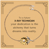 To a Future X-Ray Technician Gifts, Turns dreams into reality, Graduation Gifts for New X-Ray Technician, Christmas Inspirational Sunflower Bracelet For Men, Women