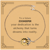 To a Future Zookeeper Gifts, Turns dreams into reality, Graduation Gifts for New Zookeeper, Christmas Inspirational Sunflower Bracelet For Men, Women