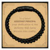 To a Future Assistant Principal Gifts, Turns dreams into reality, Graduation Gifts for New Assistant Principal, Christmas Inspirational Stone Leather Bracelets For Men, Women