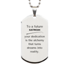 To a Future Electrician Gifts, Turns dreams into reality, Graduation Gifts for New Electrician, Christmas Inspirational Silver Dog Tag For Men, Women