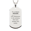 To a Future Receptionist Gifts, Turns dreams into reality, Graduation Gifts for New Receptionist, Christmas Inspirational Silver Dog Tag For Men, Women