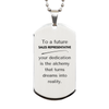 To a Future Sales Representative Gifts, Turns dreams into reality, Graduation Gifts for New Sales Representative, Christmas Inspirational Silver Dog Tag For Men, Women
