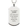 To a Future Zookeeper Gifts, Turns dreams into reality, Graduation Gifts for New Zookeeper, Christmas Inspirational Silver Dog Tag For Men, Women