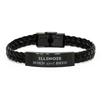 Proud Illinois Gifts, Born and bred, Illinois State Christmas Birthday Braided Leather Bracelet For Men, Women, Friends