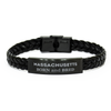 Proud Massachusetts Gifts, Born and bred, Massachusetts State Christmas Birthday Braided Leather Bracelet For Men, Women, Friends