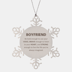 Boyfriend Snowflake Ornament, Live the life you've always imagined, Inspirational Gifts For Boyfriend, Birthday Christmas Motivational Gifts For Boyfriend