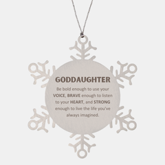 Goddaughter Snowflake Ornament, Live the life you've always imagined, Inspirational Gifts For Goddaughter, Birthday Christmas Motivational Gifts For Goddaughter