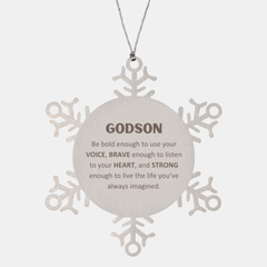 Godson Snowflake Ornament, Live the life you've always imagined, Inspirational Gifts For Godson, Birthday Christmas Motivational Gifts For Godson