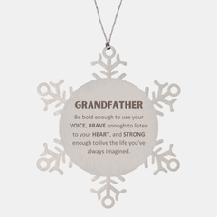 Grandfather Snowflake Ornament, Live the life you've always imagined, Inspirational Gifts For Grandfather, Birthday Christmas Motivational Gifts For Grandfather