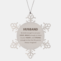 Husband Snowflake Ornament, Live the life you've always imagined, Inspirational Gifts For Husband, Birthday Christmas Motivational Gifts For Husband