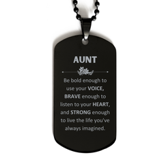 Aunt Black Dog Tag, Live the life you've always imagined, Inspirational Gifts For Aunt, Birthday Christmas Motivational Gifts For Aunt