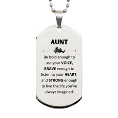 Aunt Silver Dog Tag, Live the life you've always imagined, Inspirational Gifts For Aunt, Birthday Christmas Motivational Gifts For Aunt