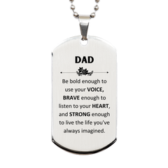 Dad Silver Dog Tag, Live the life you've always imagined, Inspirational Gifts For Dad, Birthday Christmas Motivational Gifts For Dad