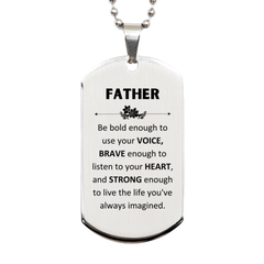 Father Silver Dog Tag, Live the life you've always imagined, Inspirational Gifts For Father, Birthday Christmas Motivational Gifts For Father