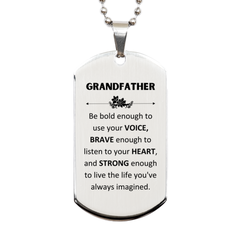 Grandfather Silver Dog Tag, Live the life you've always imagined, Inspirational Gifts For Grandfather, Birthday Christmas Motivational Gifts For Grandfather