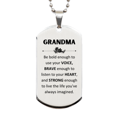 Grandma Silver Dog Tag, Live the life you've always imagined, Inspirational Gifts For Grandma, Birthday Christmas Motivational Gifts For Grandma