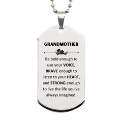 Grandmother Silver Dog Tag, Live the life you've always imagined, Inspirational Gifts For Grandmother, Birthday Christmas Motivational Gifts For Grandmother