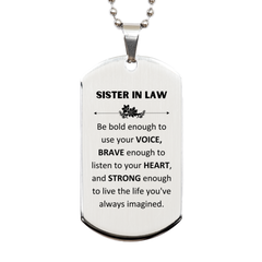 Sister In Law Silver Dog Tag, Live the life you've always imagined, Inspirational Gifts For Sister In Law, Birthday Christmas Motivational Gifts For Sister In Law