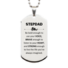 Stepdad Silver Dog Tag, Live the life you've always imagined, Inspirational Gifts For Stepdad, Birthday Christmas Motivational Gifts For Stepdad