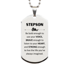 Stepson Silver Dog Tag, Live the life you've always imagined, Inspirational Gifts For Stepson, Birthday Christmas Motivational Gifts For Stepson