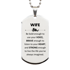 Wife Silver Dog Tag, Live the life you've always imagined, Inspirational Gifts For Wife, Birthday Christmas Motivational Gifts For Wife
