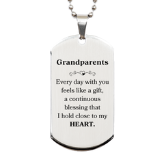 Cute Grandparents Gifts, Every day with you feels like a gift, Lovely Grandparents Silver Dog Tag, Birthday Christmas Unique Gifts For Grandparents