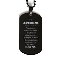 To My Grandparents Gifts, I thank you from the bottom of my heart, Thank You Black Dog Tag For Grandparents, Birthday Christmas Cute Grandparents Gifts