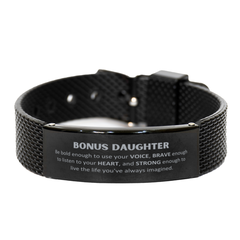 Bonus Daughter Black Shark Mesh Bracelet, Live the life you've always imagined, Inspirational Gifts For Bonus Daughter, Birthday Christmas Motivational Gifts For Bonus Daughter