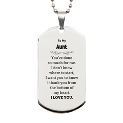 To My Aunt Gifts, I thank you from the bottom of my heart, Thank You Silver Dog Tag For Aunt, Birthday Christmas Cute Aunt Gifts