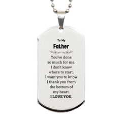 To My Father Gifts, I thank you from the bottom of my heart, Thank You Silver Dog Tag For Father, Birthday Christmas Cute Father Gifts