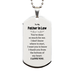 To My Father In Law Gifts, I thank you from the bottom of my heart, Thank You Silver Dog Tag For Father In Law, Birthday Christmas Cute Father In Law Gifts