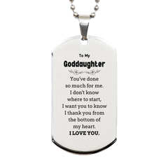 To My Goddaughter Gifts, I thank you from the bottom of my heart, Thank You Silver Dog Tag For Goddaughter, Birthday Christmas Cute Goddaughter Gifts