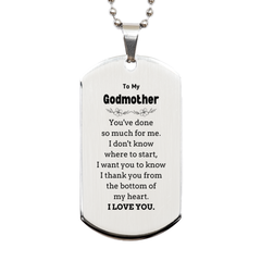 To My Godmother Gifts, I thank you from the bottom of my heart, Thank You Silver Dog Tag For Godmother, Birthday Christmas Cute Godmother Gifts