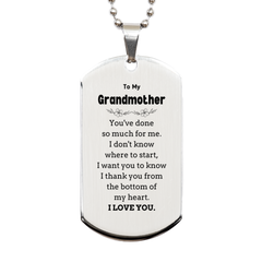 To My Grandmother Gifts, I thank you from the bottom of my heart, Thank You Silver Dog Tag For Grandmother, Birthday Christmas Cute Grandmother Gifts