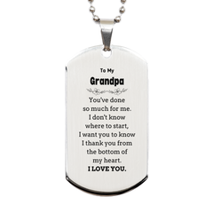 To My Grandpa Gifts, I thank you from the bottom of my heart, Thank You Silver Dog Tag For Grandpa, Birthday Christmas Cute Grandpa Gifts