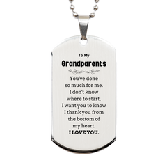 To My Grandparents Gifts, I thank you from the bottom of my heart, Thank You Silver Dog Tag For Grandparents, Birthday Christmas Cute Grandparents Gifts