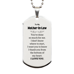 To My Mother-In-Law Gifts, I thank you from the bottom of my heart, Thank You Silver Dog Tag For Mother-In-Law, Birthday Christmas Cute Mother-In-Law Gifts